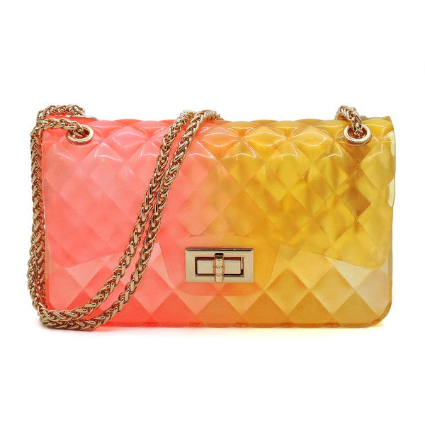 Quilt Embossed Multi Color Jelly Shoulder Bag - Tigbul's Variety Fashion Shop
