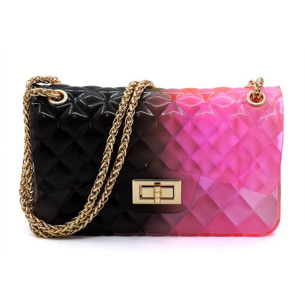 Quilt Embossed Multi Color Jelly Shoulder Bag - Tigbul's Variety Fashion Shop