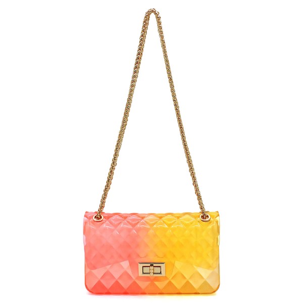 Quilt Embossed Multi Color Jelly Shoulder Bag - Tigbul's Variety Fashion Shop