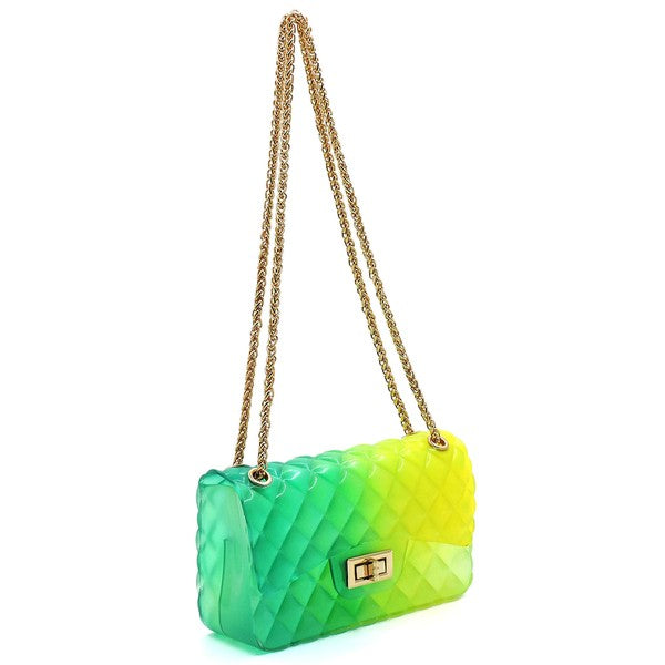 Quilt Embossed Multi Color Jelly Shoulder Bag - Tigbul's Variety Fashion Shop