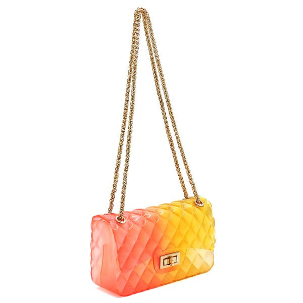 Quilt Embossed Multi Color Jelly Shoulder Bag - Tigbul's Variety Fashion Shop