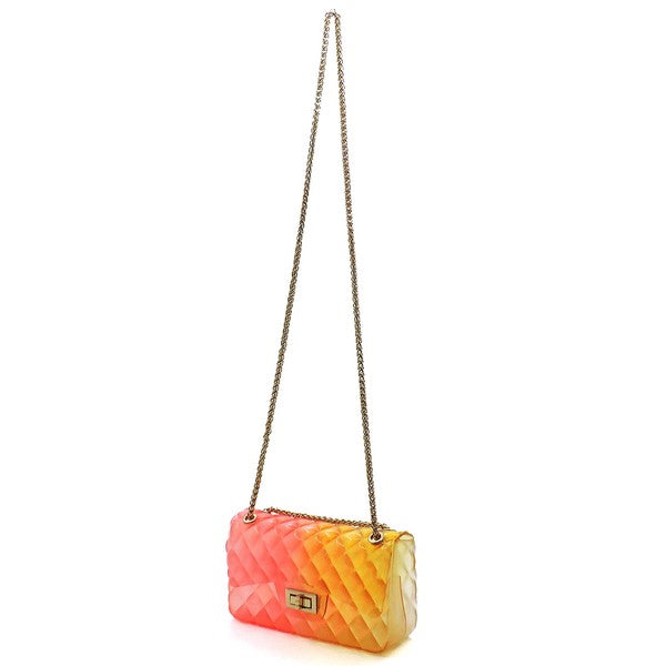 Quilt Embossed Multi Color Jelly Shoulder Bag - Tigbul's Variety Fashion Shop