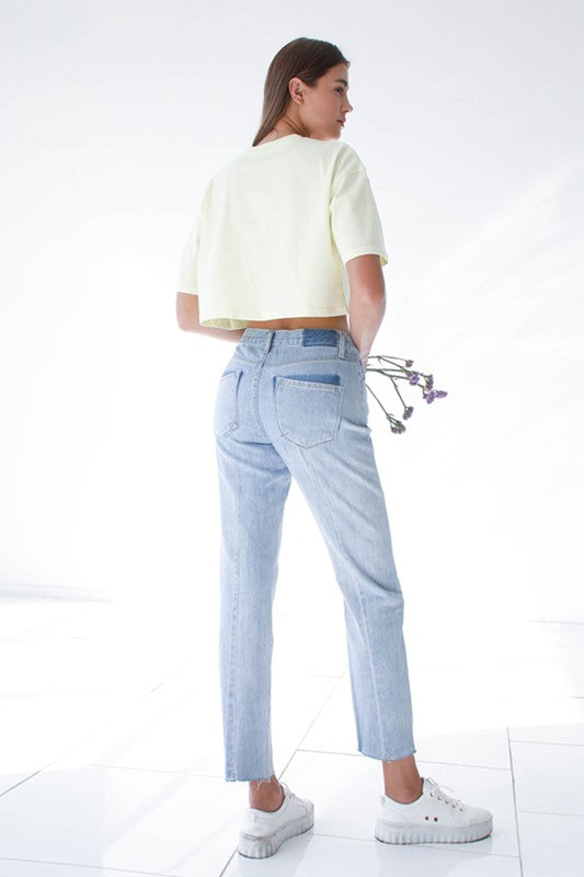 Patched Pocket Boyfriend Jeans - Tigbul's Variety Fashion Shop