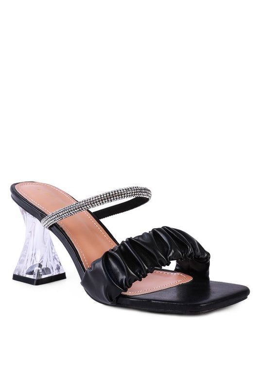 DATE LOOK CLEAR HEEL RHINESTONE SANDALS - Tigbul's Variety Fashion Shop