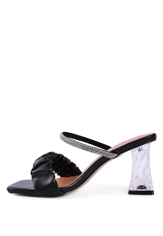 DATE LOOK CLEAR HEEL RHINESTONE SANDALS - Tigbul's Variety Fashion Shop
