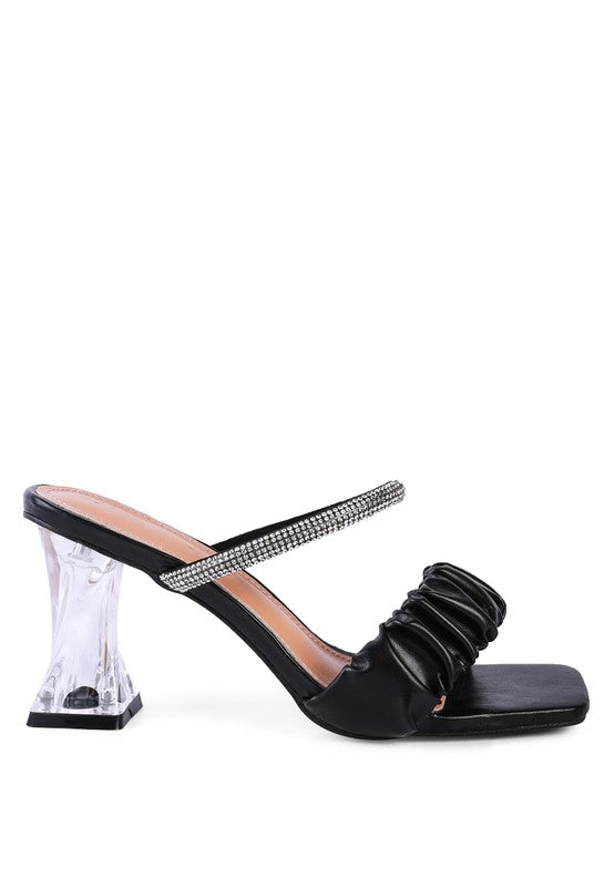 DATE LOOK CLEAR HEEL RHINESTONE SANDALS - Tigbul's Variety Fashion Shop