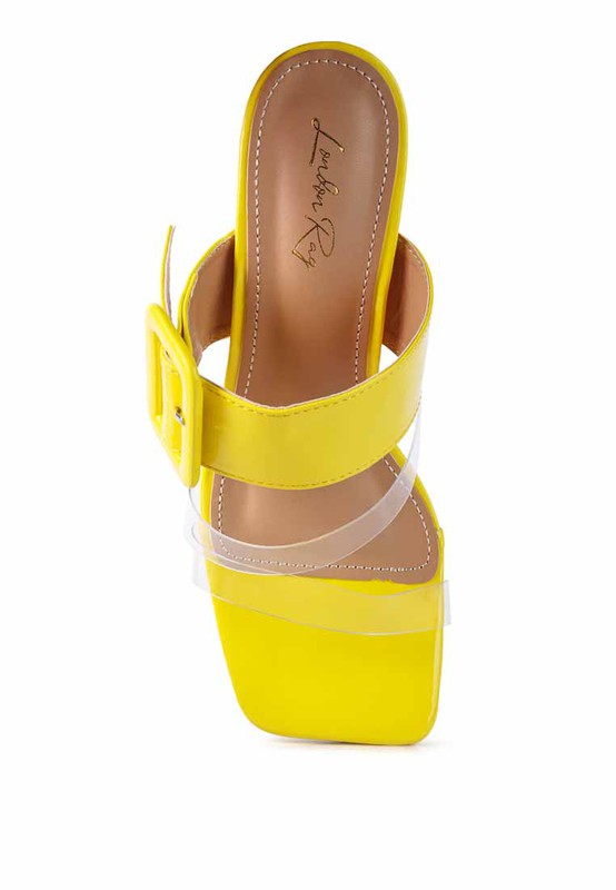 CITY GIRL PRINTED MID HEEL SLIDE SANDALS - Tigbul's Variety Fashion Shop