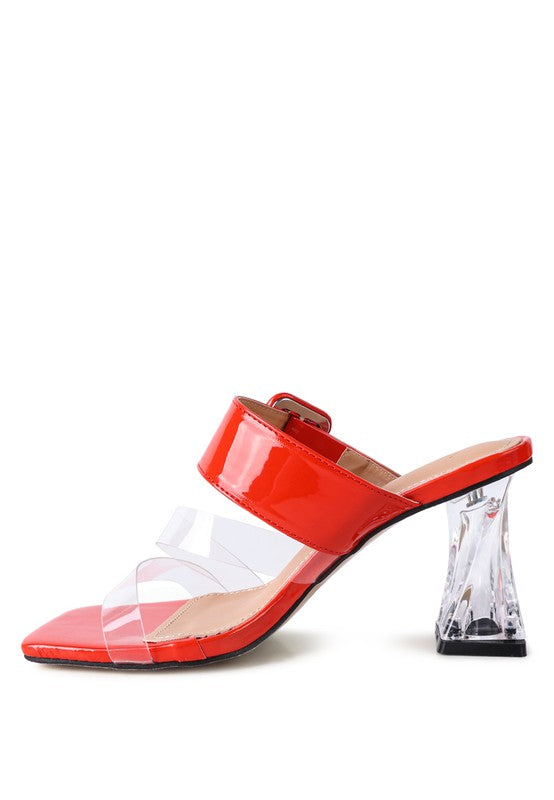 CITY GIRL PRINTED MID HEEL SLIDE SANDALS - Tigbul's Variety Fashion Shop