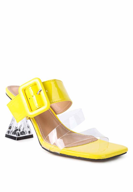 CITY GIRL PRINTED MID HEEL SLIDE SANDALS - Tigbul's Variety Fashion Shop