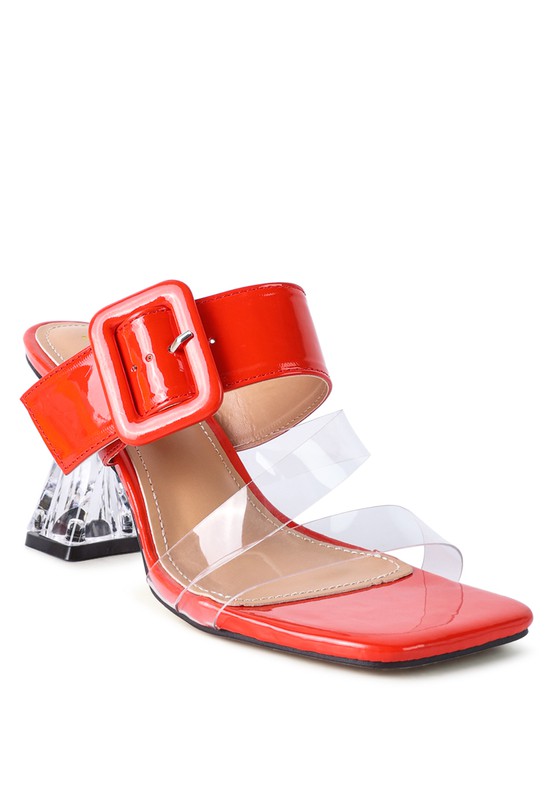 CITY GIRL PRINTED MID HEEL SLIDE SANDALS - Tigbul's Variety Fashion Shop