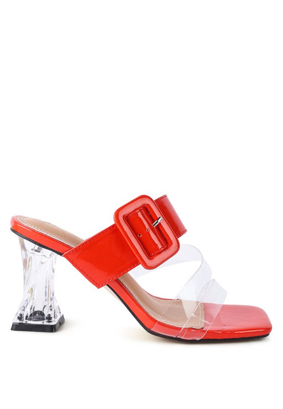 CITY GIRL PRINTED MID HEEL SLIDE SANDALS - Tigbul's Variety Fashion Shop