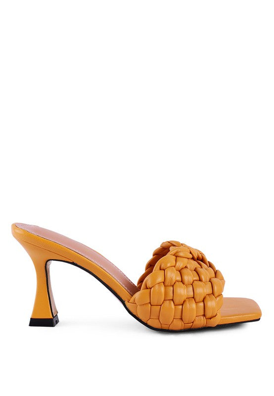 CELIE WOVEN STRAP MID HEEL SANDALS - Tigbul's Variety Fashion Shop