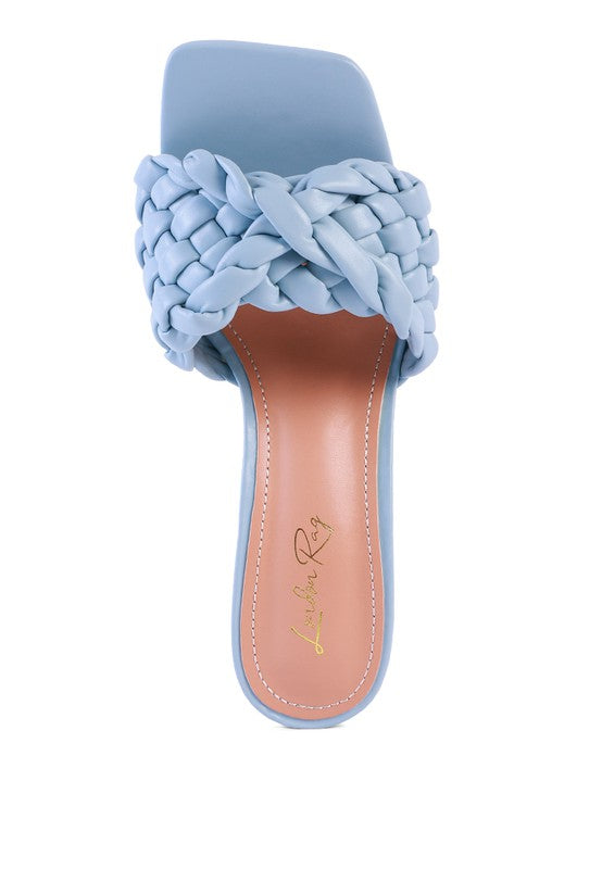 CELIE WOVEN STRAP MID HEEL SANDALS - Tigbul's Variety Fashion Shop
