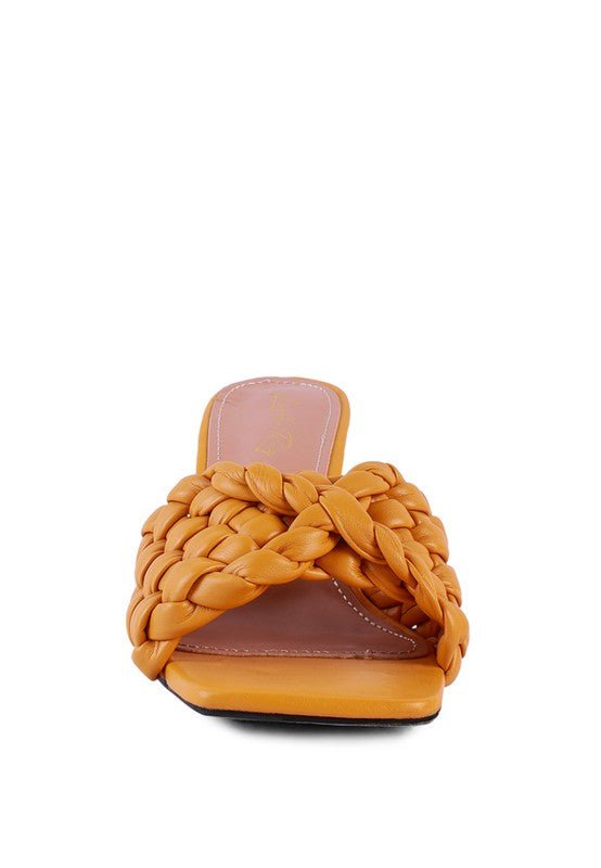 CELIE WOVEN STRAP MID HEEL SANDALS - Tigbul's Variety Fashion Shop