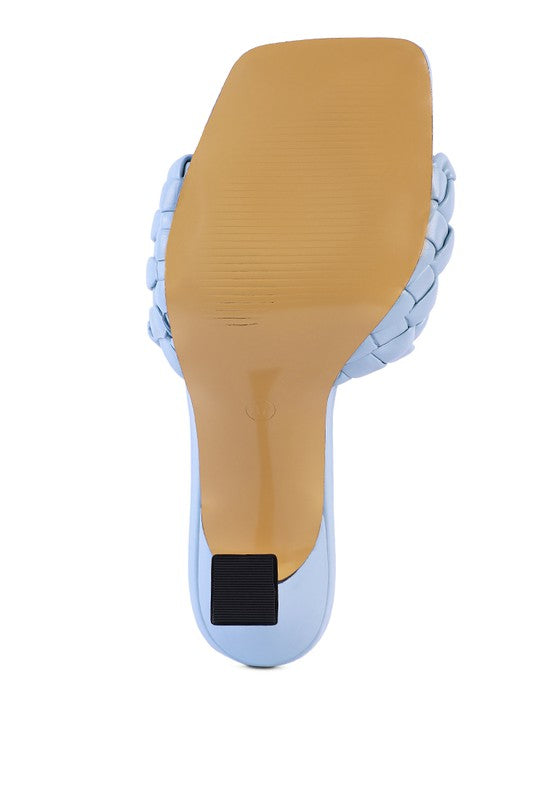 CELIE WOVEN STRAP MID HEEL SANDALS - Tigbul's Variety Fashion Shop