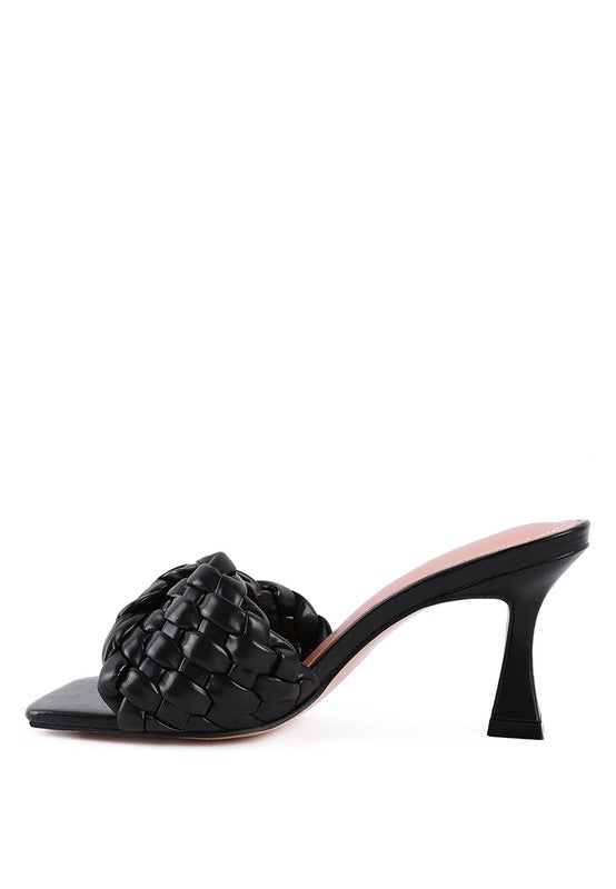 CELIE WOVEN STRAP MID HEEL SANDALS - Tigbul's Variety Fashion Shop
