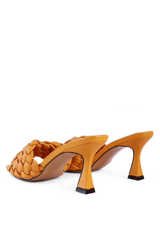CELIE WOVEN STRAP MID HEEL SANDALS - Tigbul's Variety Fashion Shop