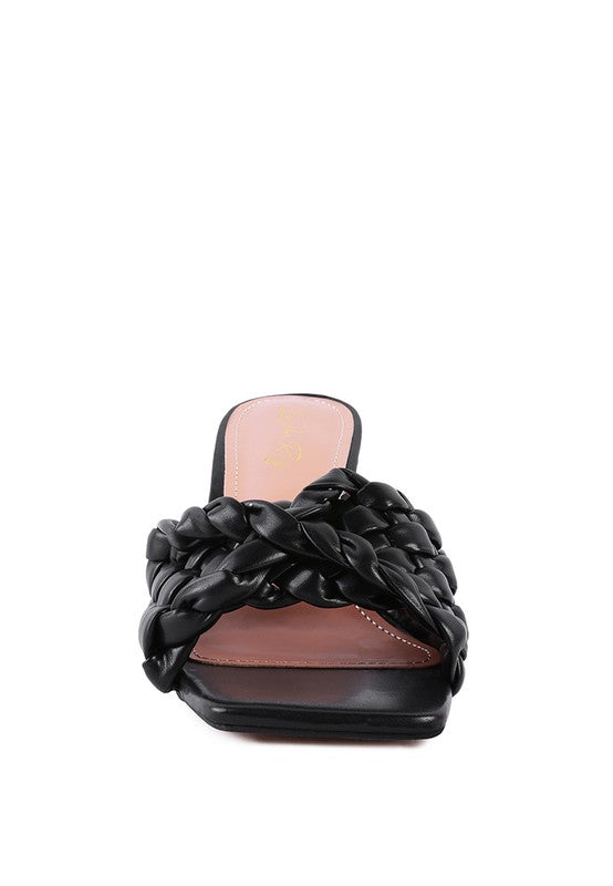 CELIE WOVEN STRAP MID HEEL SANDALS - Tigbul's Variety Fashion Shop