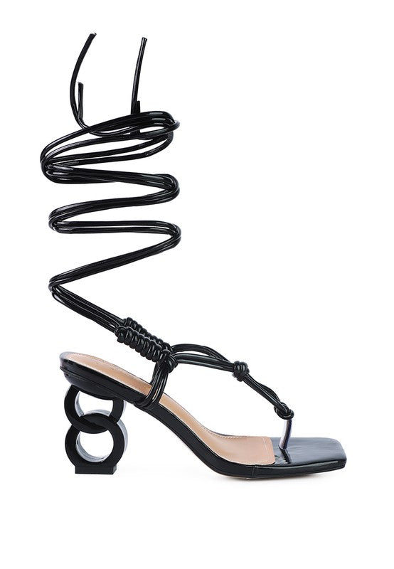CASSINO THONG LACE UP CHAIN HEEL SANDAL - Tigbul's Variety Fashion Shop