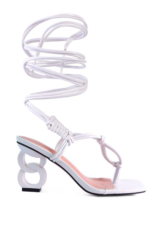 CASSINO THONG LACE UP CHAIN HEEL SANDAL - Tigbul's Variety Fashion Shop