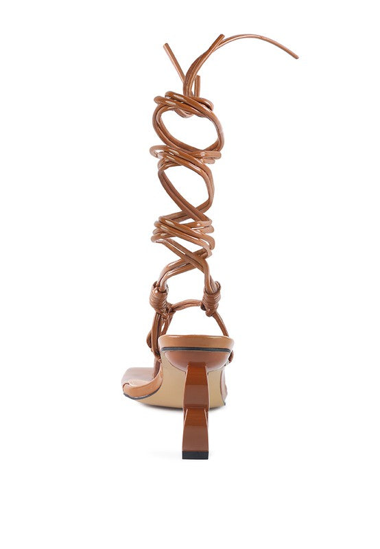 CASSINO THONG LACE UP CHAIN HEEL SANDAL - Tigbul's Variety Fashion Shop