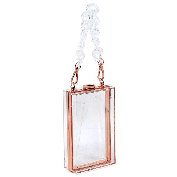 Acrylic Chain Handle See Thru Crossbody Clutch - Tigbul's Variety Fashion Shop