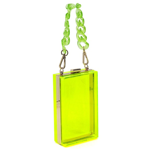 Acrylic Chain Handle See Thru Crossbody Clutch - Tigbul's Variety Fashion Shop