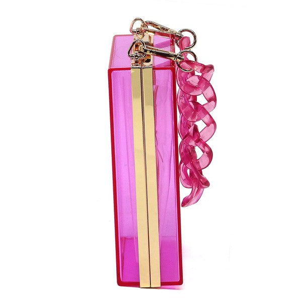 Acrylic Chain Handle See Thru Crossbody Clutch - Tigbul's Variety Fashion Shop