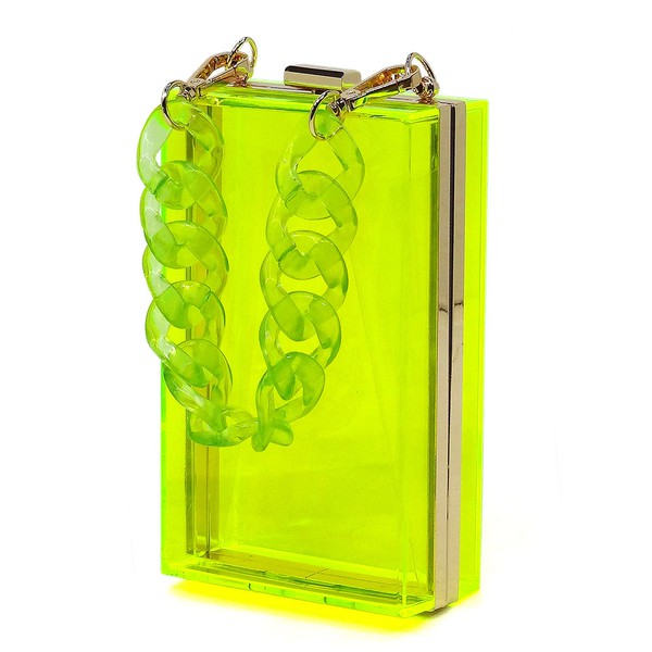 Acrylic Chain Handle See Thru Crossbody Clutch - Tigbul's Variety Fashion Shop