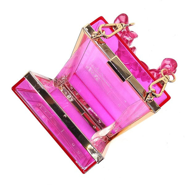 Acrylic Chain Handle See Thru Crossbody Clutch - Tigbul's Variety Fashion Shop