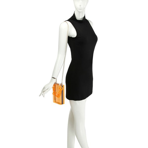 Acrylic Chain Handle See Thru Crossbody Clutch - Tigbul's Variety Fashion Shop