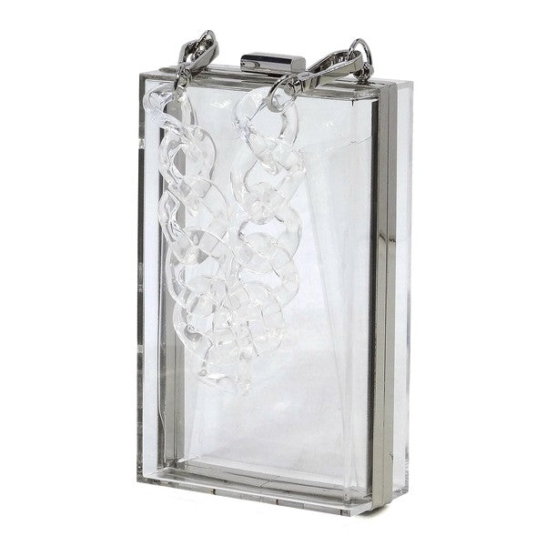 Acrylic Chain Handle See Thru Crossbody Clutch - Tigbul's Variety Fashion Shop