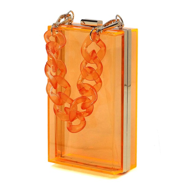 Acrylic Chain Handle See Thru Crossbody Clutch - Tigbul's Variety Fashion Shop