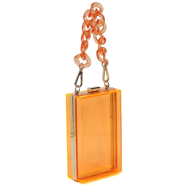 Acrylic Chain Handle See Thru Crossbody Clutch - Tigbul's Variety Fashion Shop