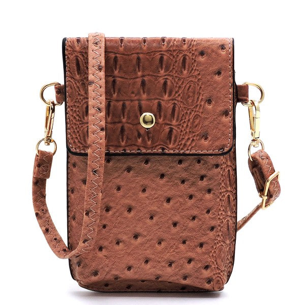 Ostrich Croc Crossbody Cell Phone Case - Tigbul's Variety Fashion Shop