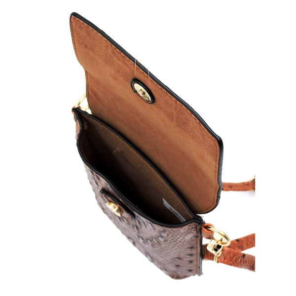 Ostrich Croc Crossbody Cell Phone Case - Tigbul's Variety Fashion Shop
