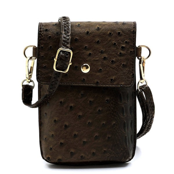Ostrich Croc Crossbody Cell Phone Case - Tigbul's Variety Fashion Shop