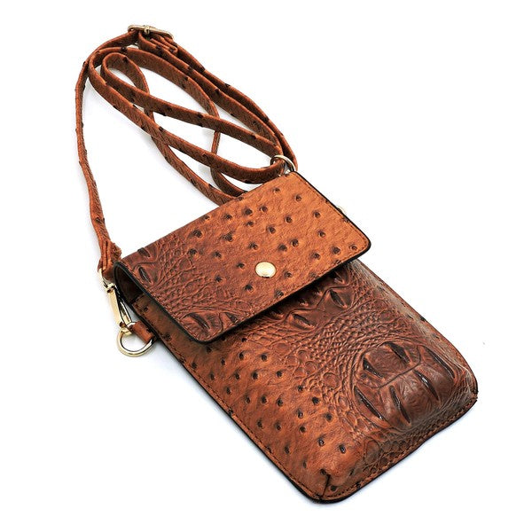 Ostrich Croc Crossbody Cell Phone Case - Tigbul's Variety Fashion Shop