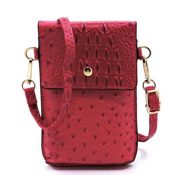 Ostrich Croc Crossbody Cell Phone Case - Tigbul's Variety Fashion Shop