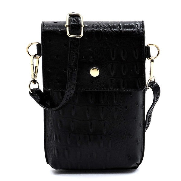 Ostrich Croc Crossbody Cell Phone Case - Tigbul's Variety Fashion Shop