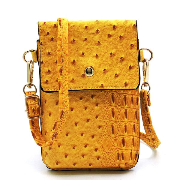 Ostrich Croc Crossbody Cell Phone Case - Tigbul's Variety Fashion Shop