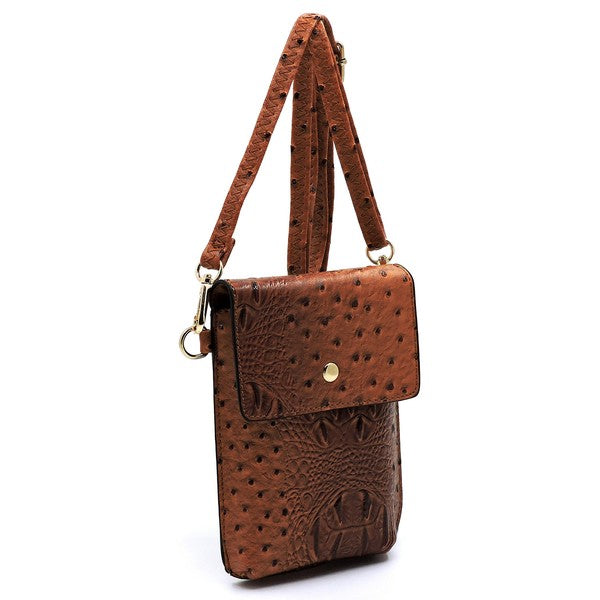 Ostrich Croc Crossbody Cell Phone Case - Tigbul's Variety Fashion Shop