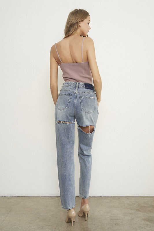 High Waist Straight Jeans - Tigbul's Variety Fashion Shop