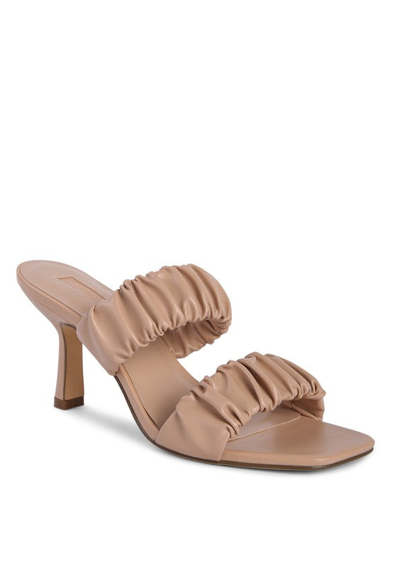 LADY LYNN GATHER AROUND SLIP-ON HEELED SANDAL - Tigbul's Variety Fashion Shop