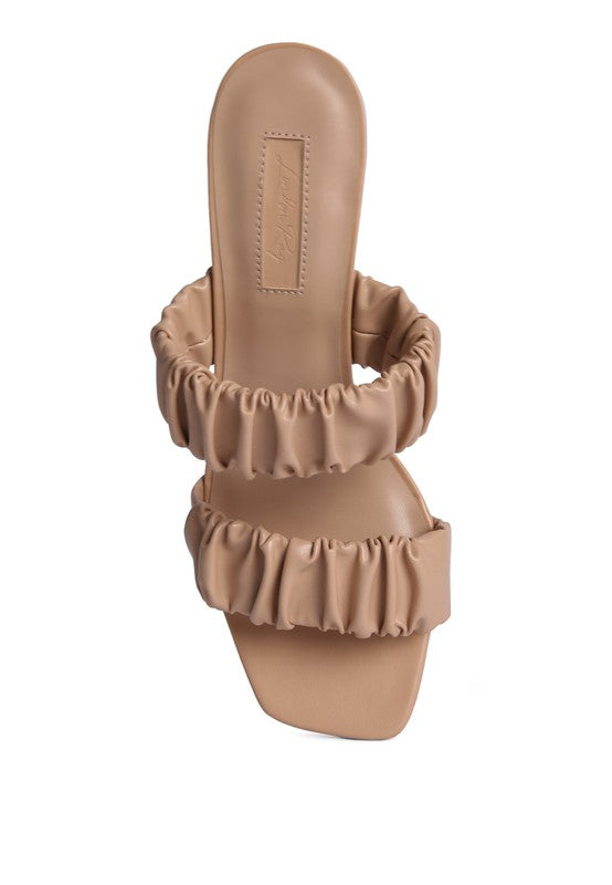 LADY LYNN GATHER AROUND SLIP-ON HEELED SANDAL - Tigbul's Variety Fashion Shop
