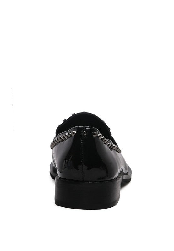 EMILIA Black Shine Forever Stud Penny Loafers - Tigbul's Variety Fashion Shop