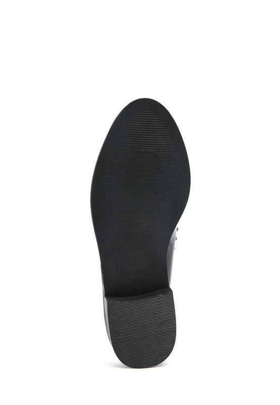 EMILIA Black Shine Forever Stud Penny Loafers - Tigbul's Variety Fashion Shop
