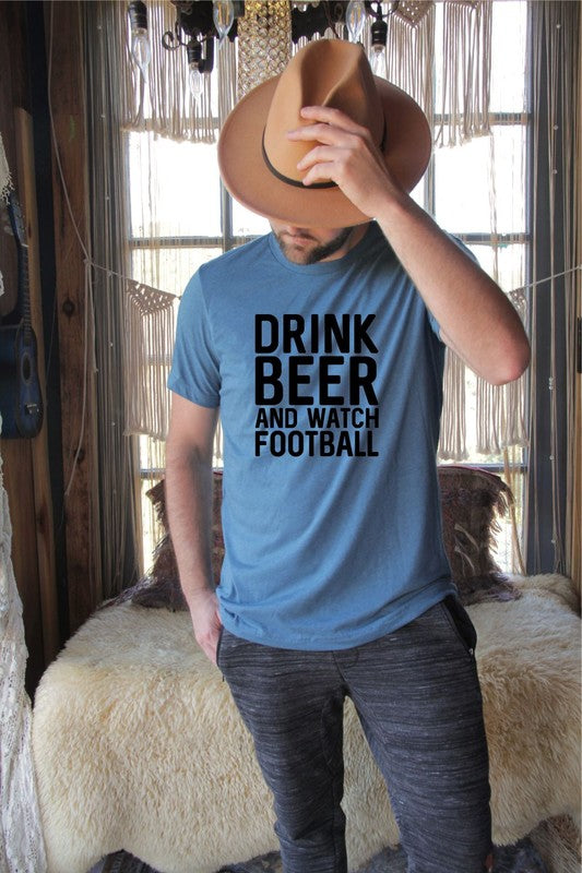 Drink Beer and Watch Football Mens Tee - Tigbul's Variety Fashion Shop