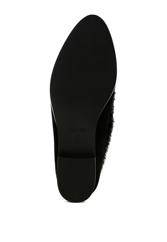 Allie Fur Trim Genuine Suede Loafers - Tigbul's Variety Fashion Shop