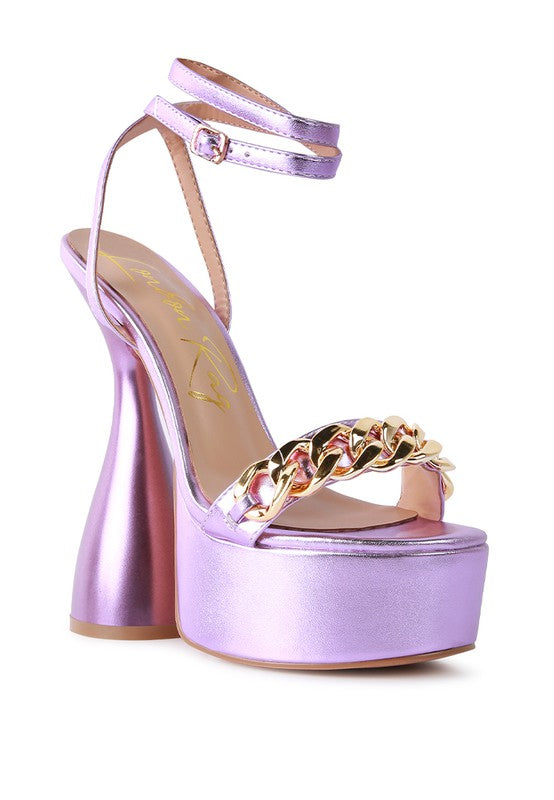 BIG BASH METALLIC HIGH PLATFORM CHUNKY SANDALS - Tigbul's Variety Fashion Shop